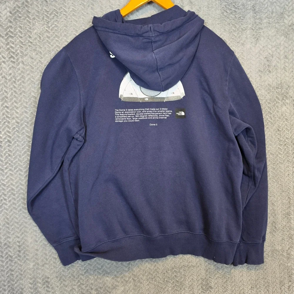 The North Face Mens Navy Blue Dome 5 Tent Graphic Pullover Hoodie Large